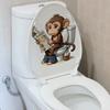 3D Funny Cartoon Monkey Reading Newspaper Toilet Wall Sticker Self-Adhesive Waterproof Removable Bathroom Home Decor Art