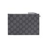 Gucci GG Monogram Gray Canvas Leather Trim Zip Pouch Wristlet Clutch Bag For Daily Use & Travel