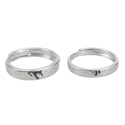 Passende Ringe Berg Meer Versprechen Bandringe Offener Ring Verstellbares Partnerring Set für Ihn Sie Freundin Freund