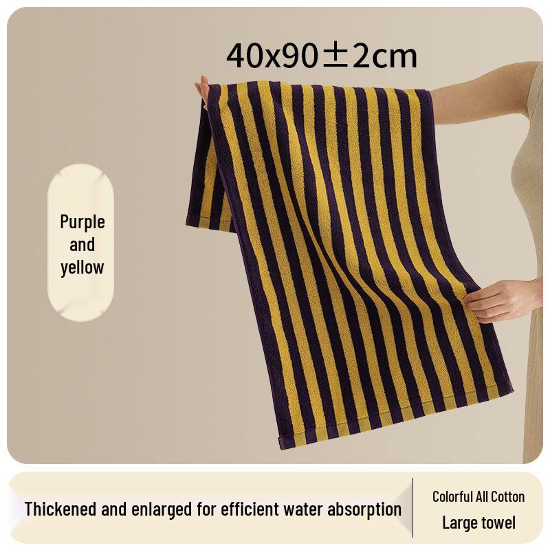Soft Quick-Dry Oversized Striped Combed Cotton Bath Towel