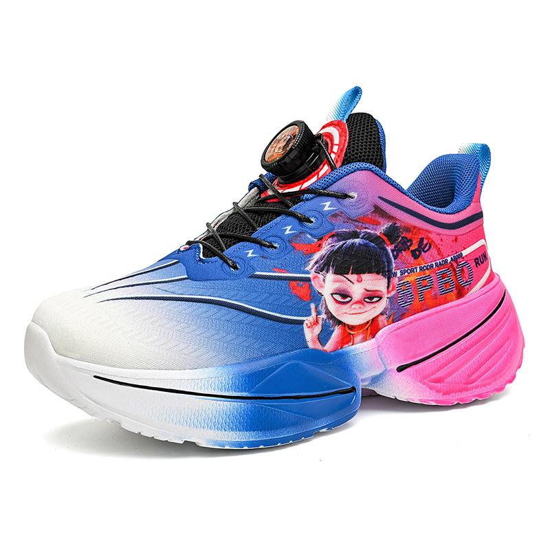 Nezha Classmate Mesh Breathable Rotating Buckle Children's Sports Shoes Youth Running Shoes Spring and Summer Basketball Shoes