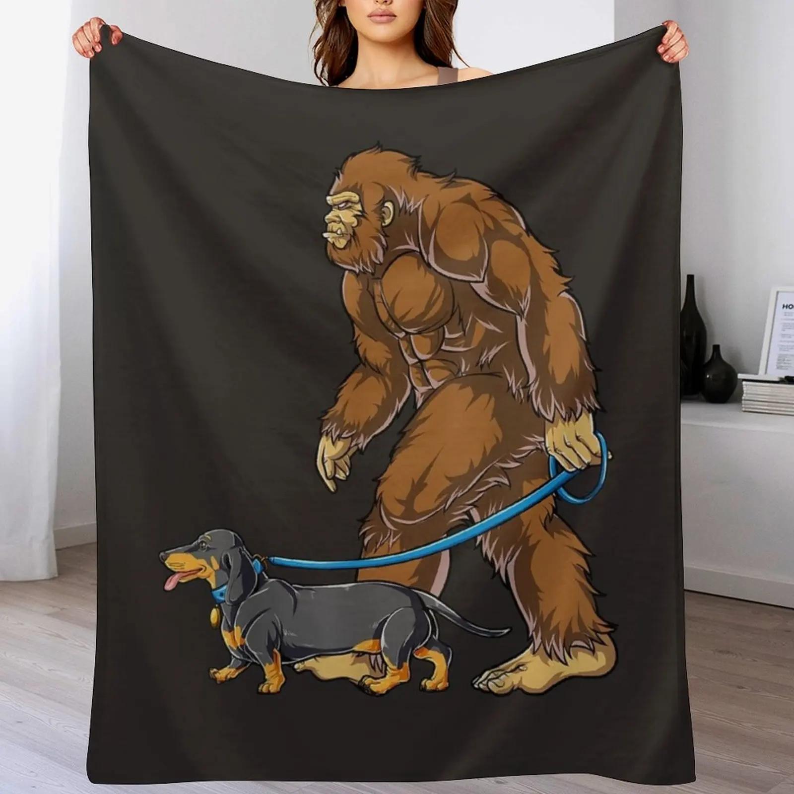 

Bigfoot Dog Walk Dachshund Sasquatch Throw Blanket Cozy Sofa Blanket for TV Watching Napping 102x76cm(40x30in)