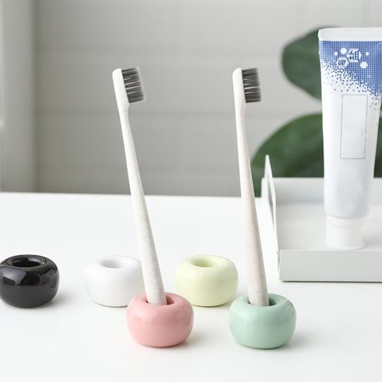 Yousheng 2PCS Toothbrush Holder Ceramic with Hollow Design Stand Multi-Purpose Makeup Brush Holder for Bathroom