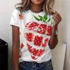 Summer Round Neck Fruit Juice Beverage Printed Top Fashionable Casual Short Sleeved Women's T-shirts