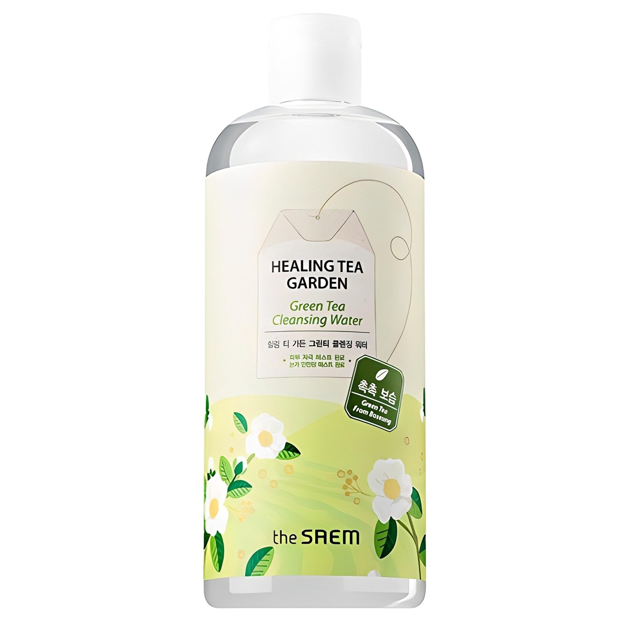 

The Saem Healing Tea Garden Green Tea Cleansing Water - 500ml Jumbo Size Gentle No-Wash Facial Cleanser with Boseong Green Tea Extract