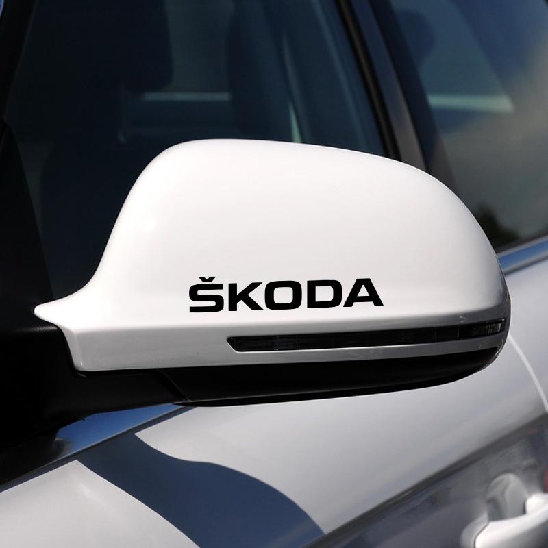4Pcs Car Door Handle Stickers Tire Rear View Mirror Decals For Skoda Octavia Superb Rapid Kodiaq Karoq Fabia Kamiq Roomster Citigo