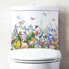 Pegatina de pared de flores y plantas verdes, calcomanías decorativas para baño, sala de estar, armario, decoración del hogar, Mural autoadhesivo