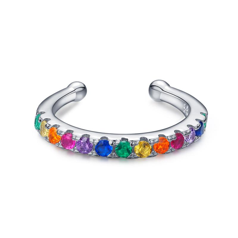 1 Piece Rainbow Ear Clips 925 Sterling Silver Fashion Unique Tiny Cuff Earrings For Women Girl Fine Jewelry Accessories