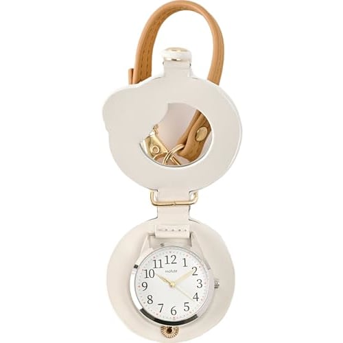 Fieldwork Women's Analog Pocket Watch with Magnifying Glass, 2x Magnification, Strap, Bag Charm, Anipe Parakeet, White, MKK3017-1