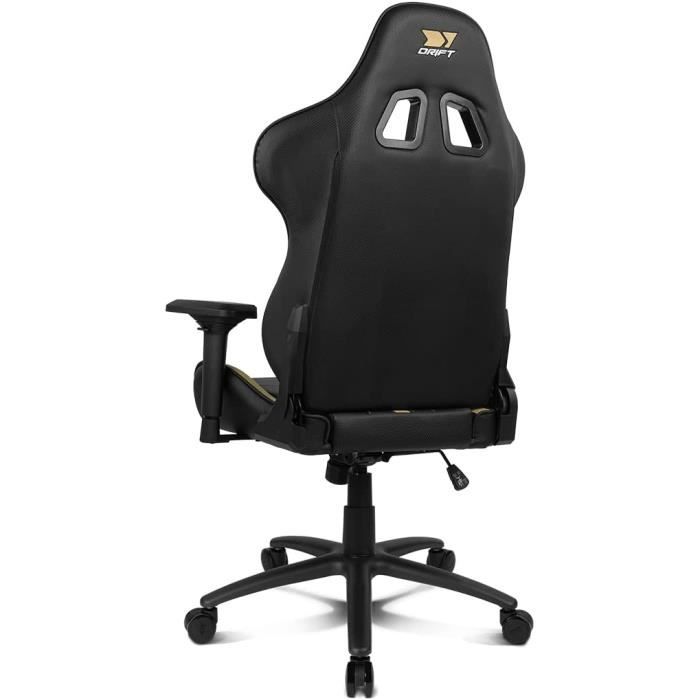 Fauteuil De Jeu - DRIFT GAMING - DR350GOLD - PU Texturé - Accoudoirs 4D - Base Métal Noir