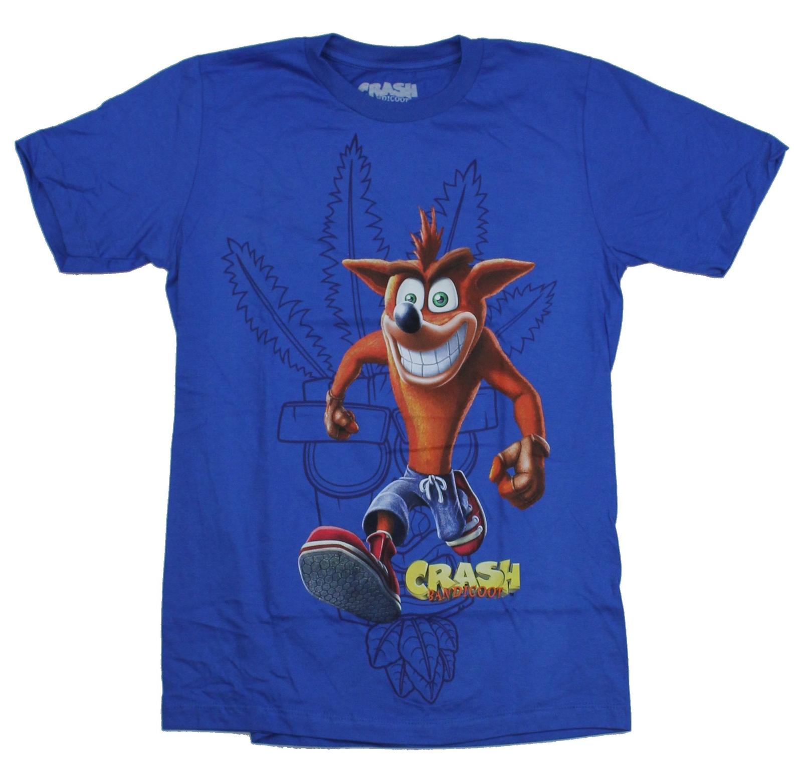 Crash Bandicoot Mens T-Shirt - Large Standing Game Image Over Logo M