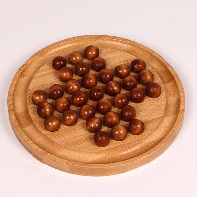 Wooden Peg Solitaire Educational Toy for Kids - Diamond Chess Game