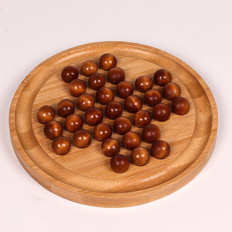 Wooden Peg Solitaire Educational Toy for Kids - Diamond Chess Game