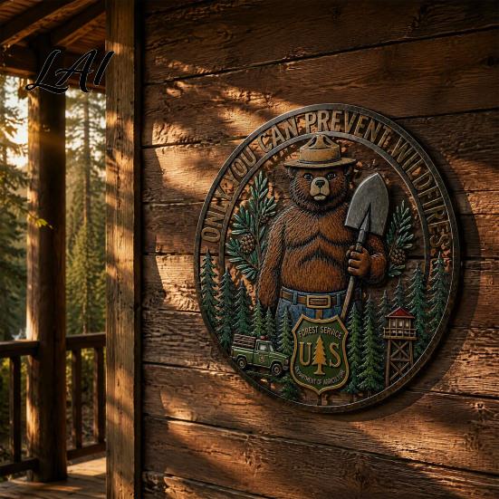 Spiritual Symbol Wall Sign Only You Can Prevent Wildfires Metal Sign Vintage Round Bear Durable Iron Sculpture Hanging Decor Funny Retro Tin