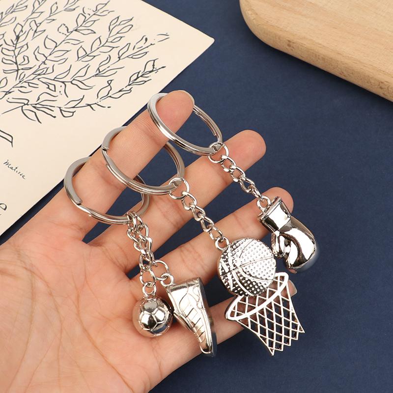Creative Soccer Playground Keychain Unisex Metal Tennis Table Tennis Golf Key Holder Fans Gifts