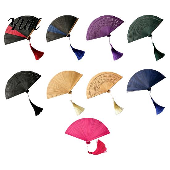 Handheld Folding Fan Vintage Japanese Bamboo Fan, Elegant with Tassels, Decorative Cooling Portable Oriental Style Accessory for Dancing Weddings
