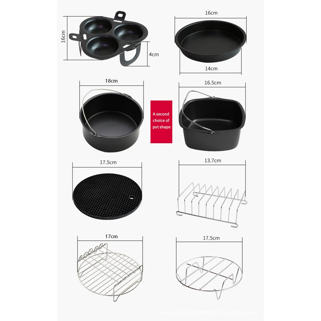   Fryer Accessories Electric Fryer Baking Basket Pizza Tray Steam Rack 7 Inch 3-Piece Set