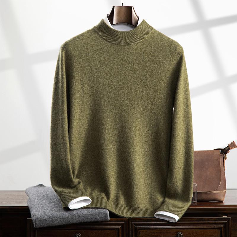 Men's Cashmere Half-High Neck Business Casual Sweater - Long Sleeve Autumn/Winter Knitwear