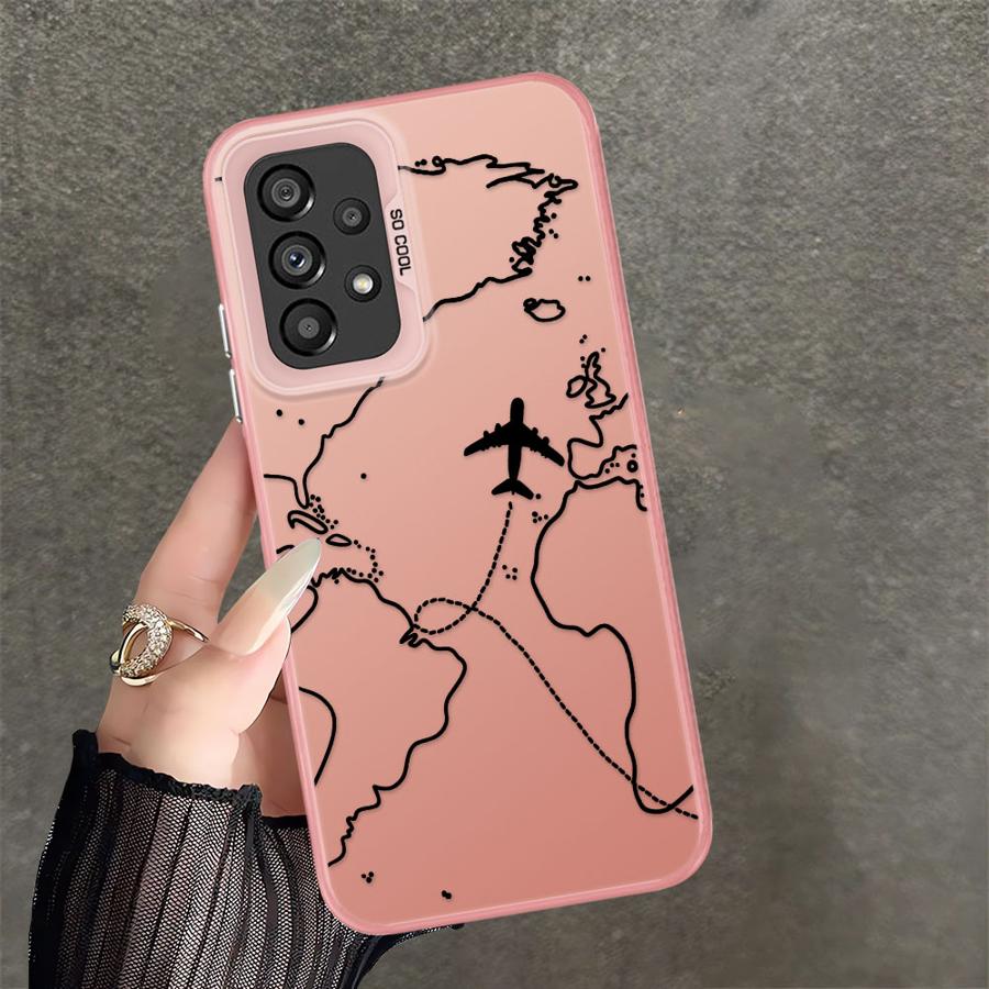 Phone Cover Case for Samsung Galaxy A54 A23 A71 A13 A32 A36 A17 A52 A16 A34 A25 A73 A72 A12 A14 A56 Airplane Route