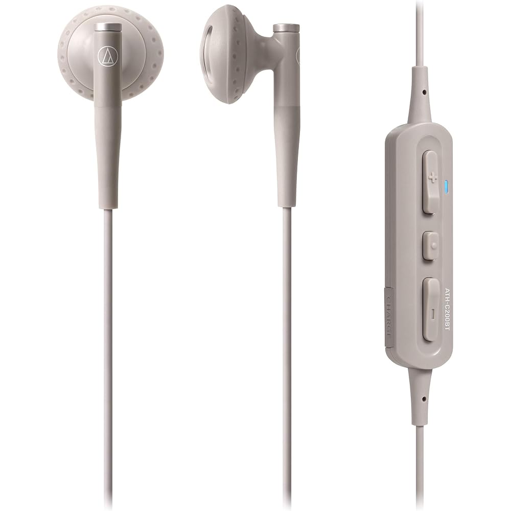 Audio-Technica Wireless Earphones, Semi-Open Type, Bluetooth, with Remote Control/Microphone, Beige, ATH-C200BT BG