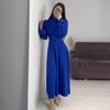 GMXIA Autumn Long Sleeve Belted Puffy Sleeve Solid Color Fairy Dress