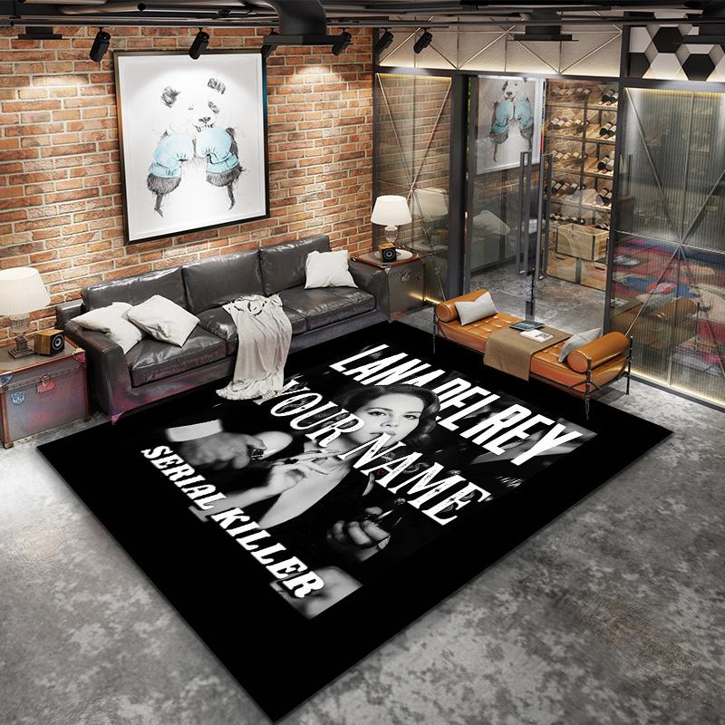 Lana Del Rey Fan Art Benutzerdefinierter Namens Teppich für Wohnzimmer Schlafzimmer Haus Sofa Dekoration Kinder Spiel Rutschfeste Fußmatte