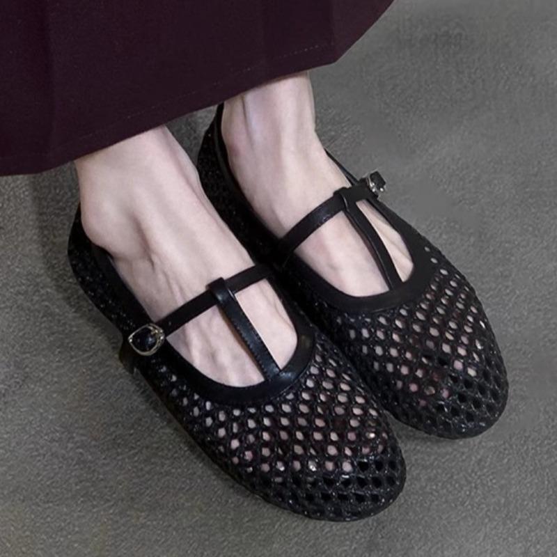

Fashion Mesh Flats Women Weave Sandals Fashion Buckle Sexy Shoes 2025 Summer New Elegant Shoes Cozy Walking Casual Zapatillas De Mujer 40 чёрный
