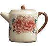 Retro Peony Flower Ceramic Teapot: Anti-Scald Design, Straight Body, Kung Fu Tea Set