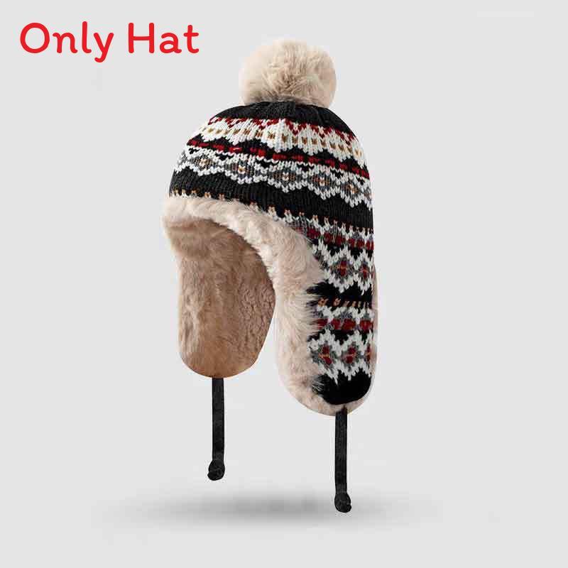 Traditional Style Knitted Hat For Women With Ear Protection And Neck Guard For Winter Cold Weather