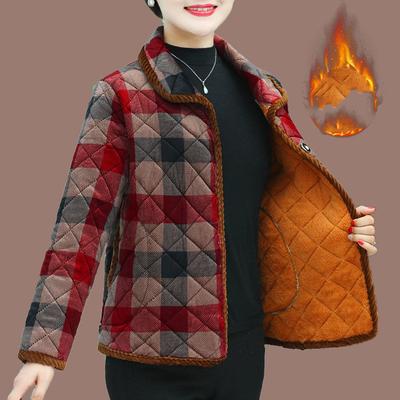 Women's Autumn and Winter Warm Jacket Retro Lapel Short Warm Jacket Printed Lined Padded Jacket