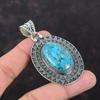 Copper Blue Turquoise Pendant Gemstone Silver Pendant 925 Sterling Silver Pendant Handmade Vintage Jewelry Unique Pendant Anniversary Gifts