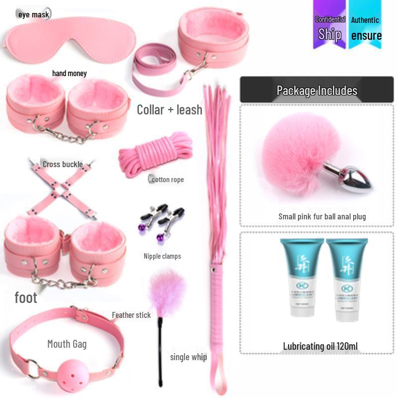 Flirty Bondage Set: Leather Handcuffs, Whip, Collar & Nipple Clamps