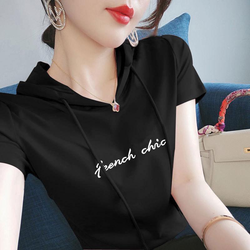 

Худи из 100% хлопка в китайском стиле: Этническая футболка с коротким рукавом для женщин - Повседневная и универсальная 2XL (recommended 63-70kg) чёрный