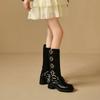 Fashion Punk Middle Heel Ladies Knee High Shaft Shoes Autumn Winter Waterproof Hot Fashion 2025 Demi-season New in Pu Women's Long Boots