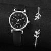 2PCs/Set Women's Fashion Watch Sweet and Casual Arabic Digital Dial Quartz Watch with Leaf Shaped Bracelet