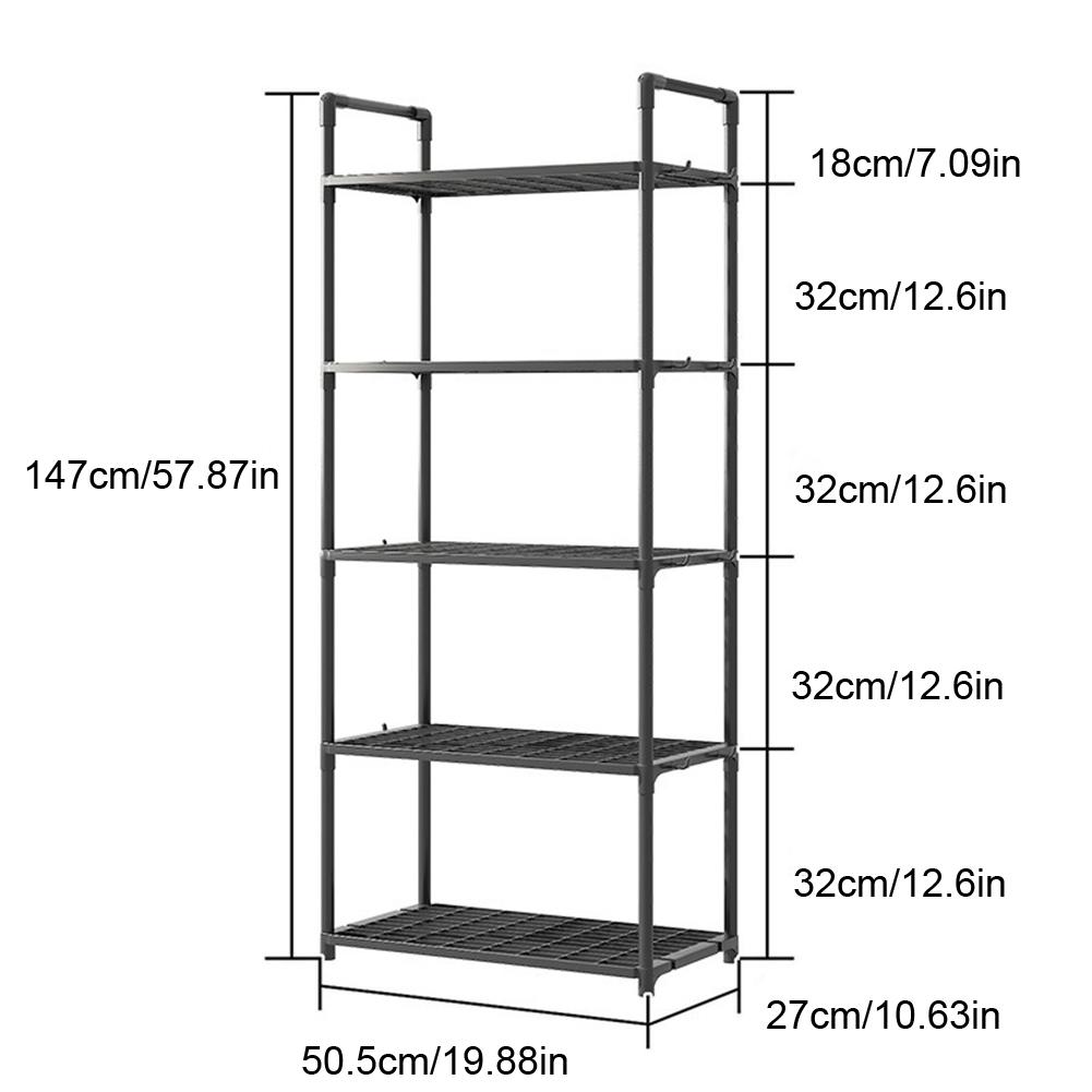5 Tier Storage Shelves Heavy Duty Storage Rack 66 Lbs Capacity Storage Shelf for Kitchen Pantry Closet Bathroom Laundry Garage