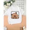 Summer New Capybara Cute Print Childrens Tshirts Cotton Csual Kids Cartoon Short Sleeve Fashion Boys Girls Clothes Tees Tops