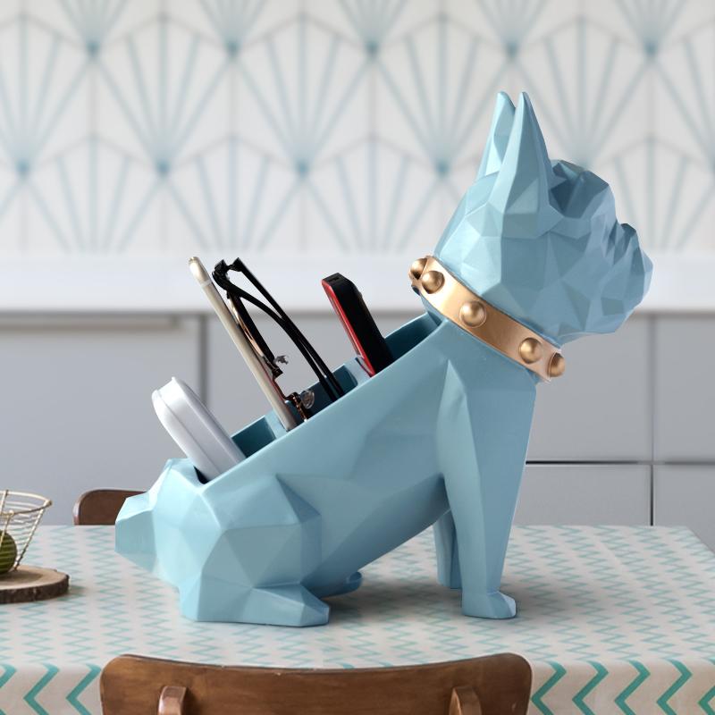 Resin Dog Figurines Home Décor Office Table Storage Bin Accessories For Lliving Room Organizer Ornaments Sculpture Statue