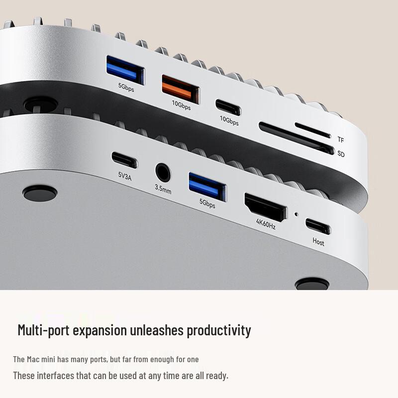 MOVE SPEED Hub di Espansione USB-C per Mac Mini con Alloggiamento SSD e Base di Raffreddamento