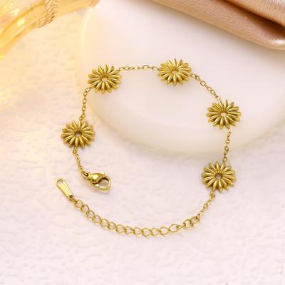 Vielseitiges minimalistisches Sonnenblumen-Damenarmband aus Titanstahl