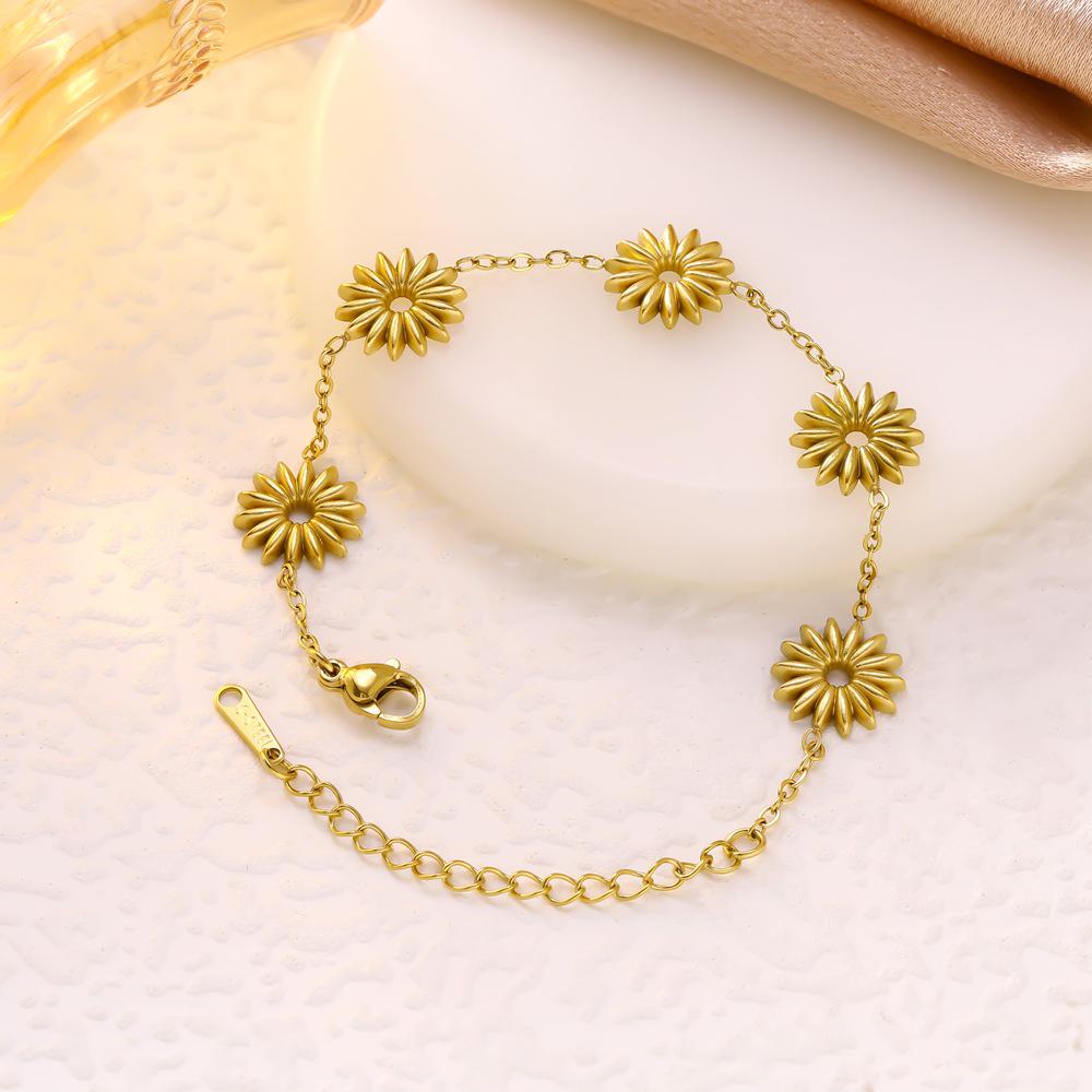 Versatile Minimalist Sunflower Women's Bracelet in Titanium Steel