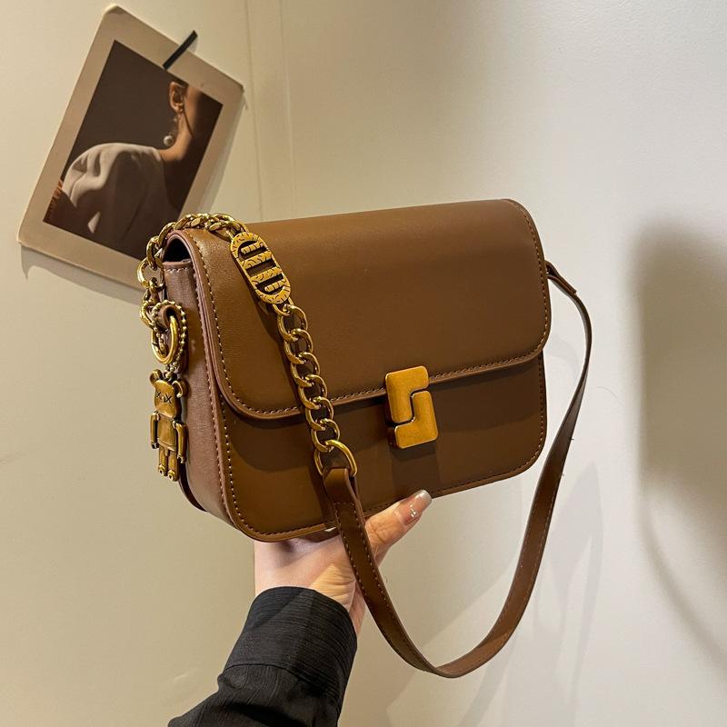 

Женская сумка 2025 новая модная высококлассная модная сумка-мессенджер на плечо с цепочкой осень-зима взрыв интернет-знаменитости маленькая квадратная сумка коричневый