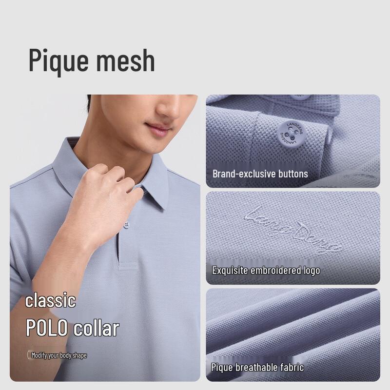Langdeng Men's 3A Antibacterial Cooling Linen Blend Polo Shirt