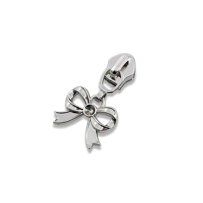 4pcs 3/5 zipper heads cute bow pendants bags and clothes zipper heads colorful nylon pull tab resin zipper heads