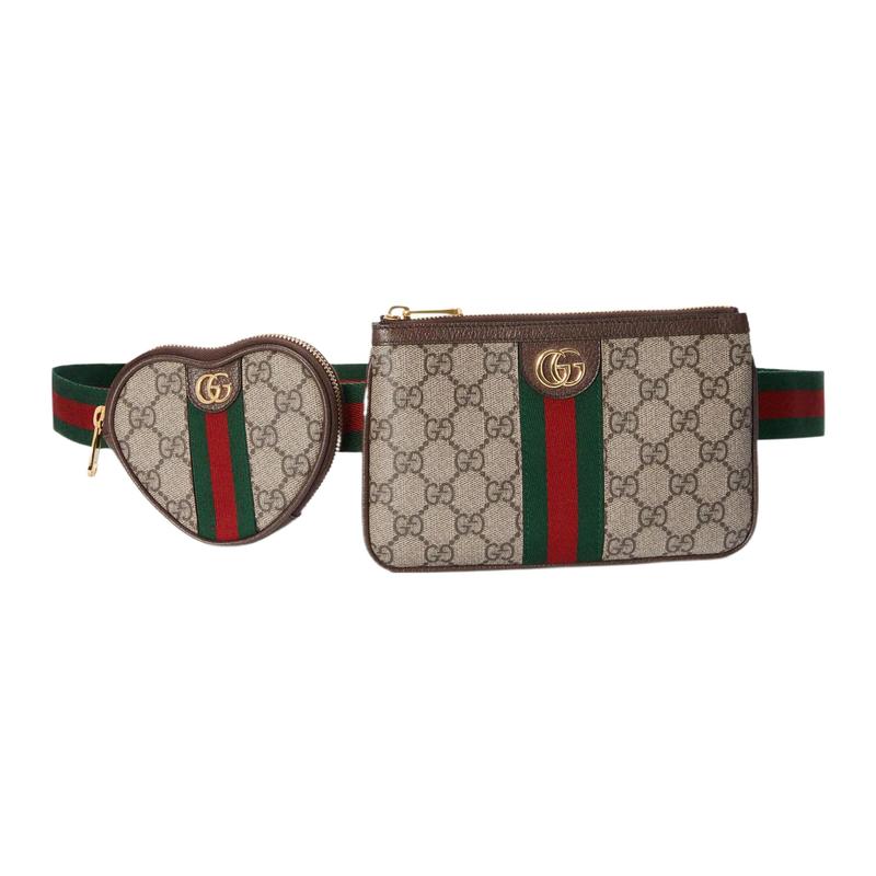 Gucci Fanny Pack Ophidia Classic All-match All-over Printed Old Flower Gold Label Logo Striped Webbing Zipper Closure Leather Trim Love Coin Bag