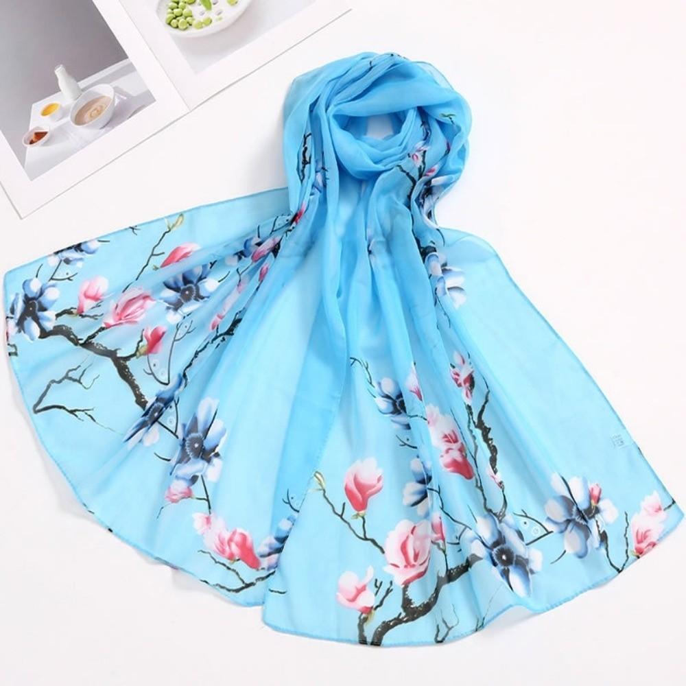 Soft Floral Printed Hijab Thin Beach Shawl Fashion Chiffon Scarf
