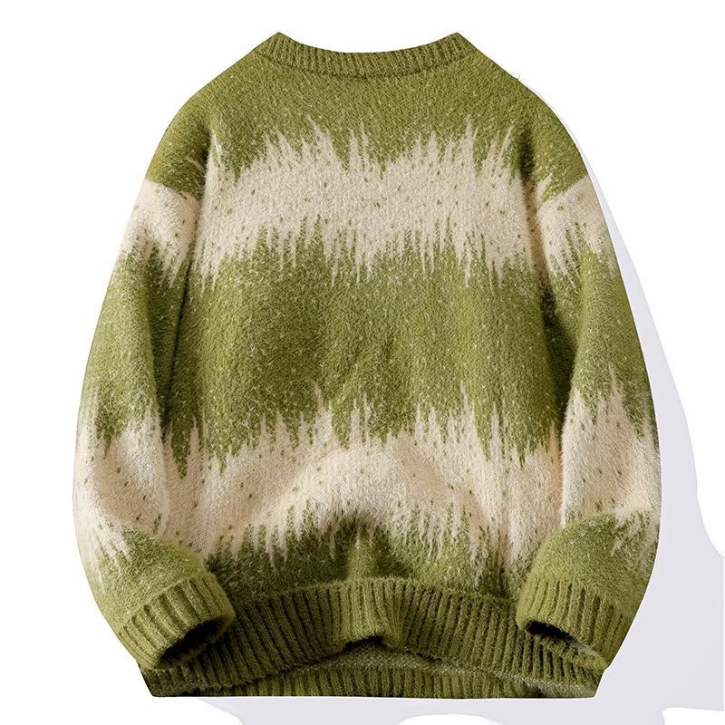 Herren Colorblock Rundhals Langarm Pullover - 2025 Winter Locker Gestrickt, Dicke Warme Basisschicht.