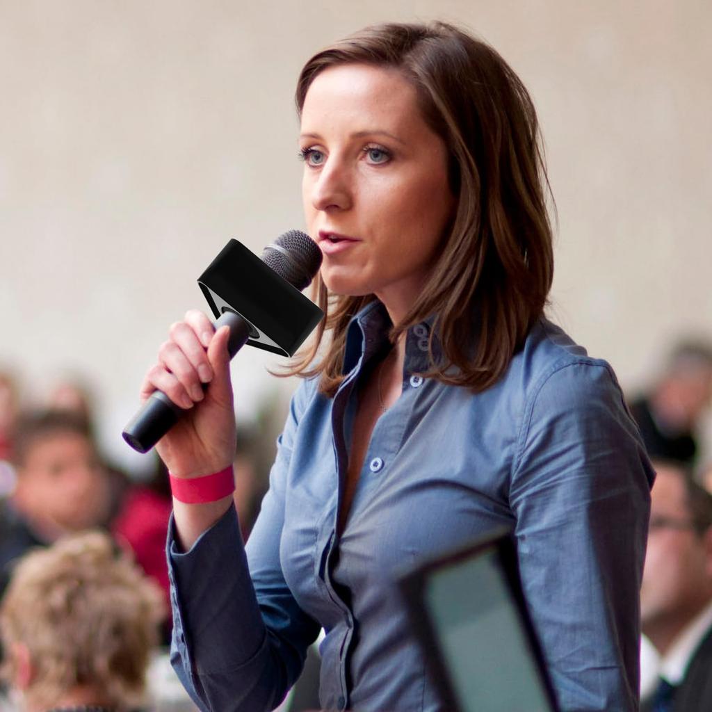 EXCEART Interview Microphone ABS Injection Molded Triangle Microphone Flags for Advertising and Image Set of 2 Flags, Enhancement, (Black)