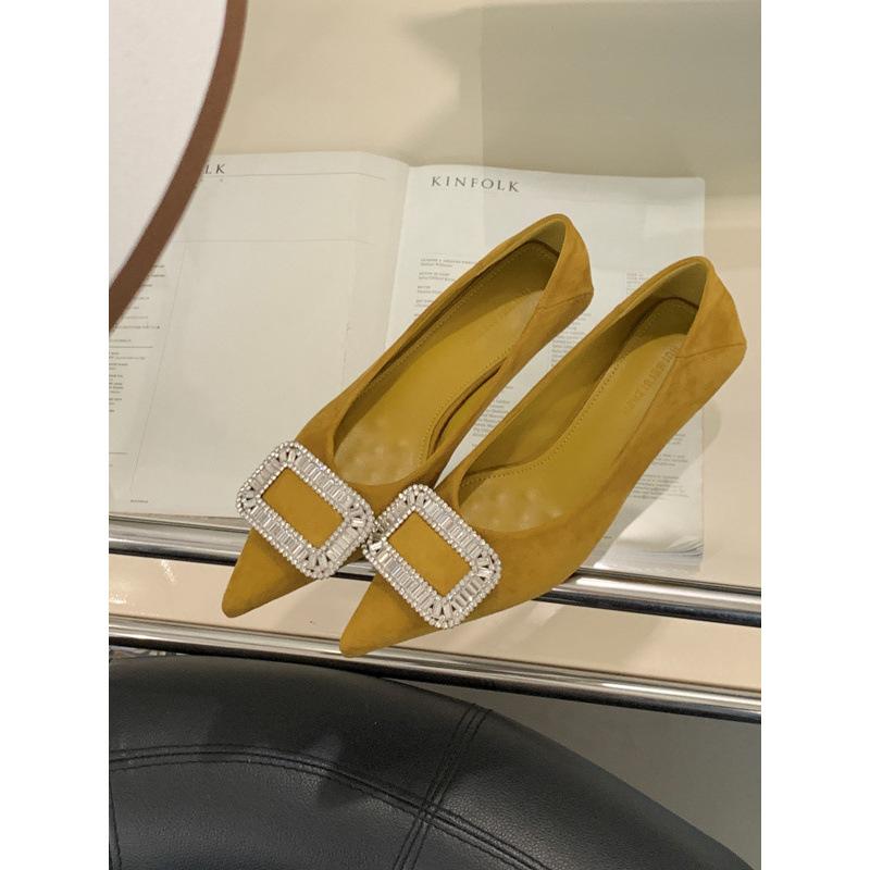 2025 spring and autumn new fashion versatile French pointed high heels stiletto single shoes female cat heel temperament rhinestone