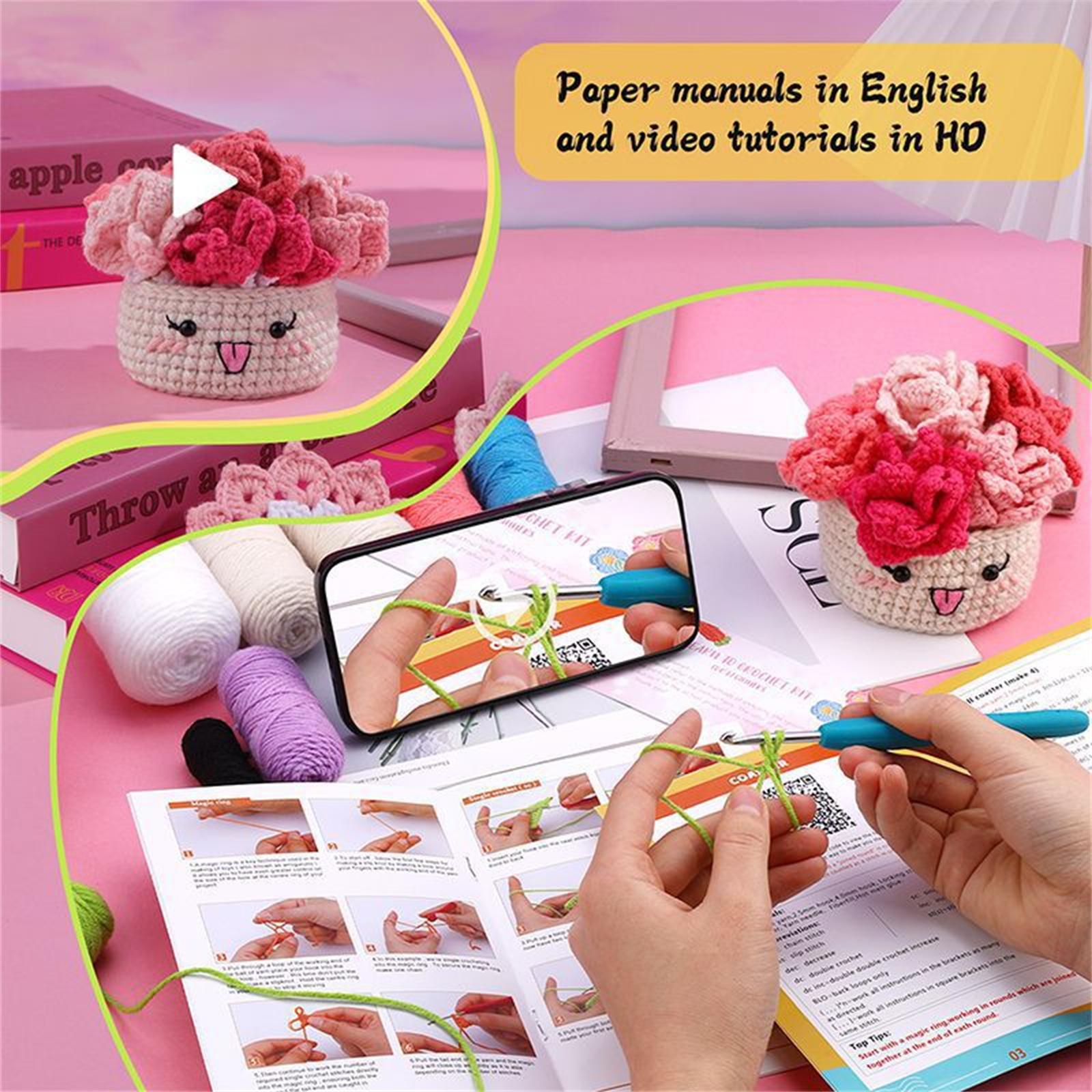 

Набор ковриков для вязания крючком для начинающих. В комплект входят пряжа, крючки для вязания, наборы для вязания крючком для подставок под чашки.